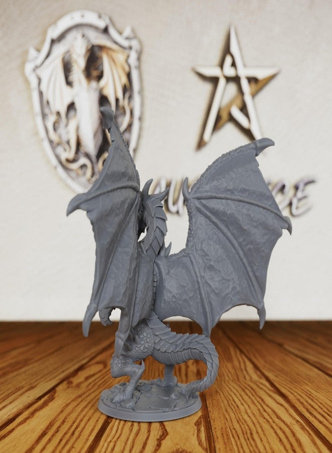 AUSPDICE Tabletop Unpainted Miniatures for TTRPG - 28mm Scale Fantasy Winged Drake Minis Figurine for Dungeon Masters & Miniature Game, RPG Accessory Figure - 6.2cm Flimtrax Dragon Mini (AS429) - Image 5