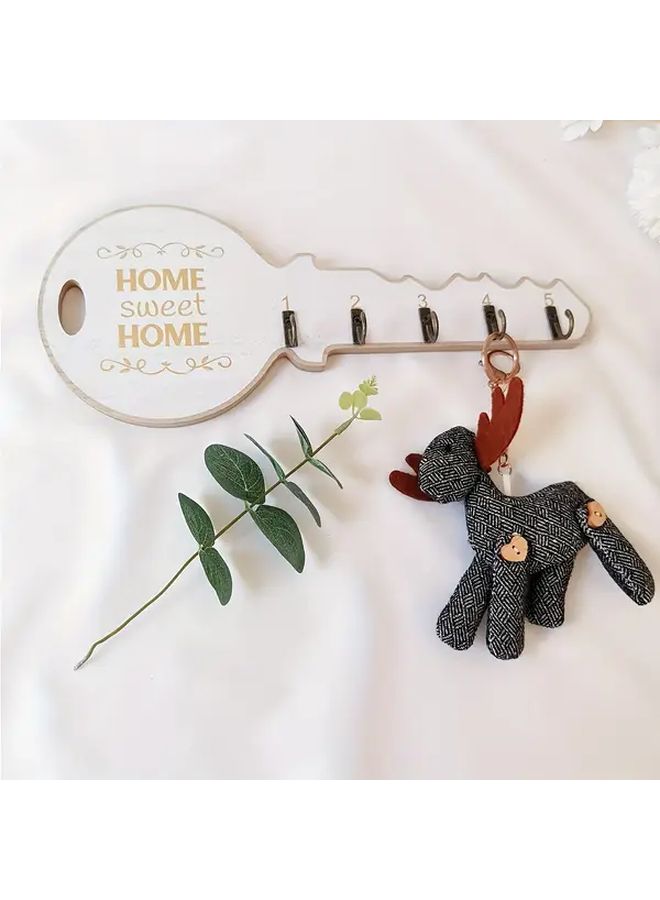 Black Rustic Wooden Key Shaped Wall Hook Vintage Style Space Saving Organizer - Image 5
