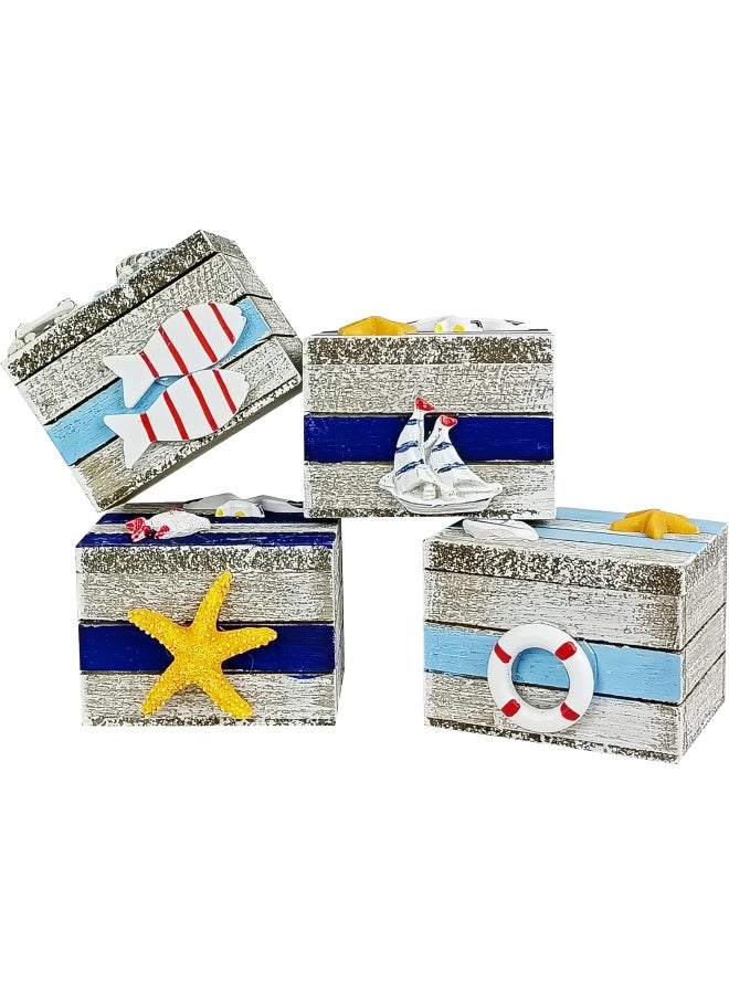 YINZUO Nautical Decorative Wooden Boxes Set of 4  - Image 1