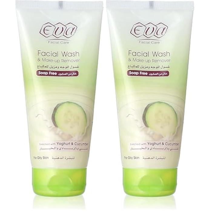 Eva Skin Care - Face Wash and Makeup Remover, with Yogurt and Cucumber, 150ml (Pack of 2)