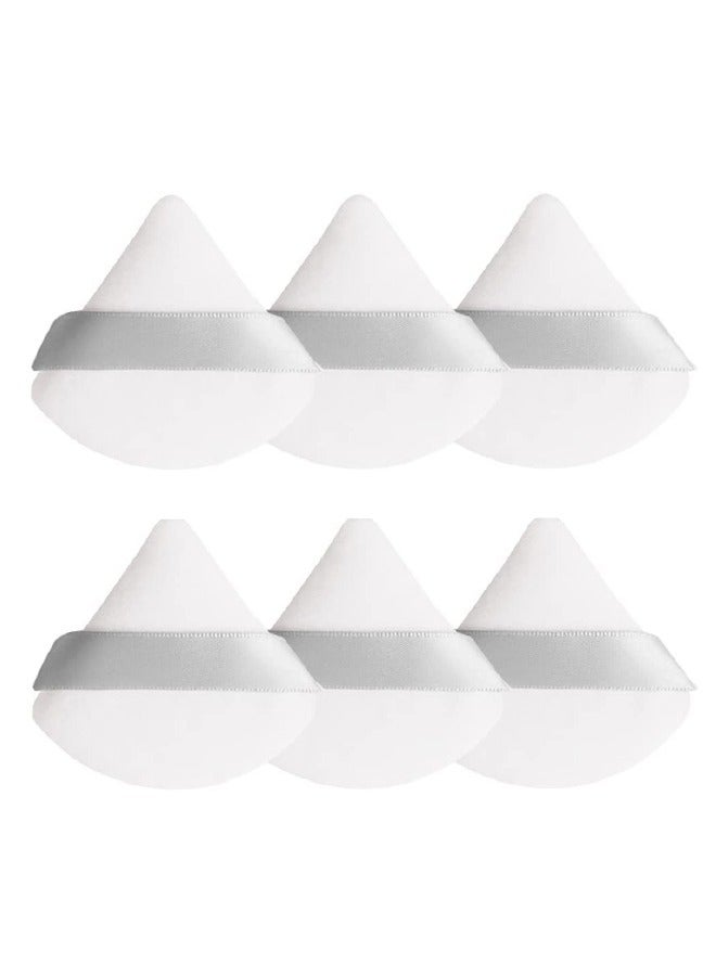6-Pcs White Soft Velvet Face Makeup Triangle Powder Puff -Soft Beauty Cosmetic Makeup Tools For Foundation - Image 1