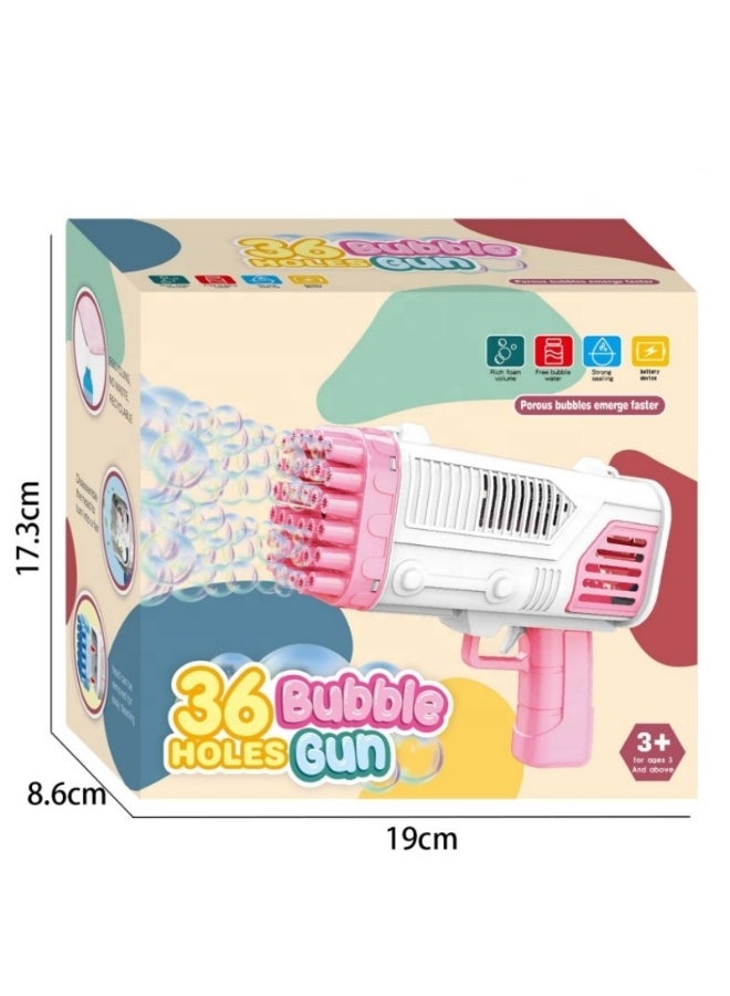 Kids Children Bubble Machine Toy 36 Holes Funny Electric Automatic Bazooka Gatling Bubble Maker Gun With Light - Image 4