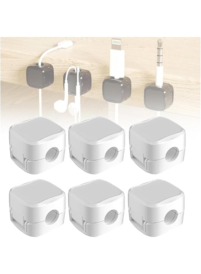 S-TOP Charging Cable Magnetic Cable Organizer Storage Holder, Uierty Cable Management Artifact, Wire Holder Keeper Organizer, Magnetic Cord Holder Cable Clips, Magnetic Phone Wire Holder (White-6) - Image 1