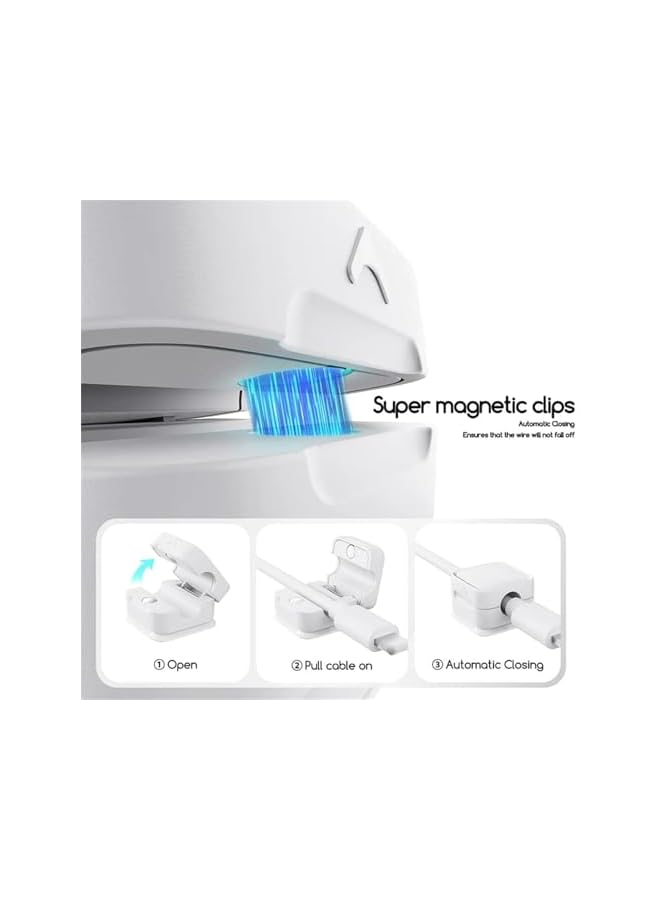 S-TOP Charging Cable Magnetic Cable Organizer Storage Holder, Uierty Cable Management Artifact, Wire Holder Keeper Organizer, Magnetic Cord Holder Cable Clips, Magnetic Phone Wire Holder (White-6) - Image 3