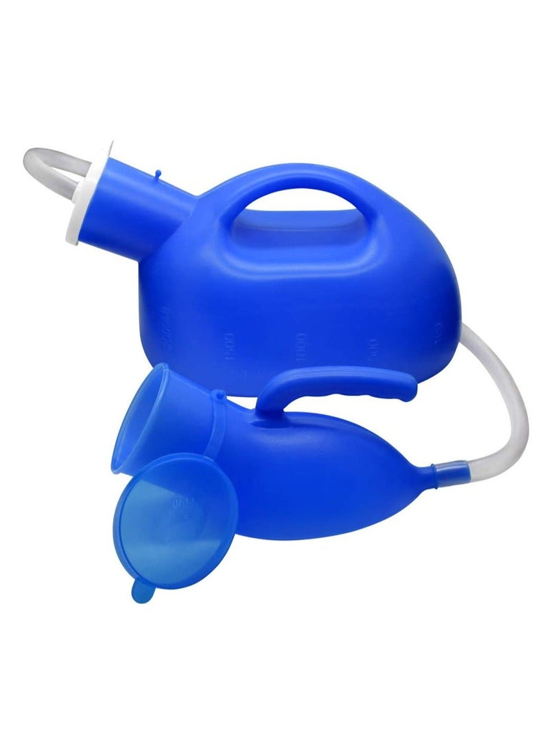 Y&D - Men's Urinal with Hand-held 2000ml Large Capacity Portable Urine Cup Leak-Proof Male urinals for Old Men, Plastic Pee Holder Hospital, Incontinence,Elderly, Travel, Driving,Camping (Blue) - Image 1