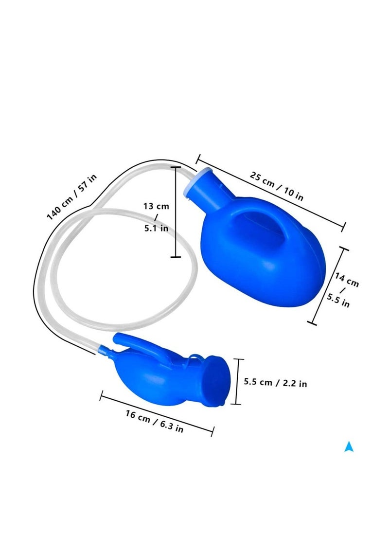 Y&D - Men's Urinal with Hand-held 2000ml Large Capacity Portable Urine Cup Leak-Proof Male urinals for Old Men, Plastic Pee Holder Hospital, Incontinence,Elderly, Travel, Driving,Camping (Blue) - Image 1
