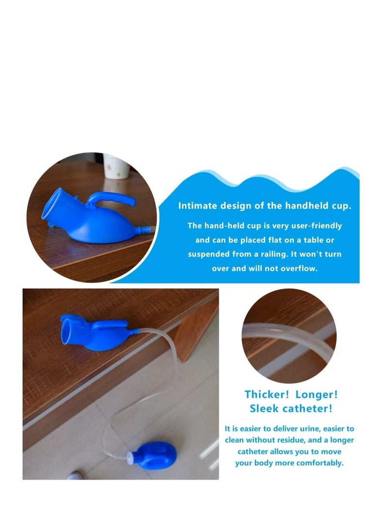 Y&D - Men's Urinal with Hand-held 2000ml Large Capacity Portable Urine Cup Leak-Proof Male urinals for Old Men, Plastic Pee Holder Hospital, Incontinence,Elderly, Travel, Driving,Camping (Blue) - Image 1