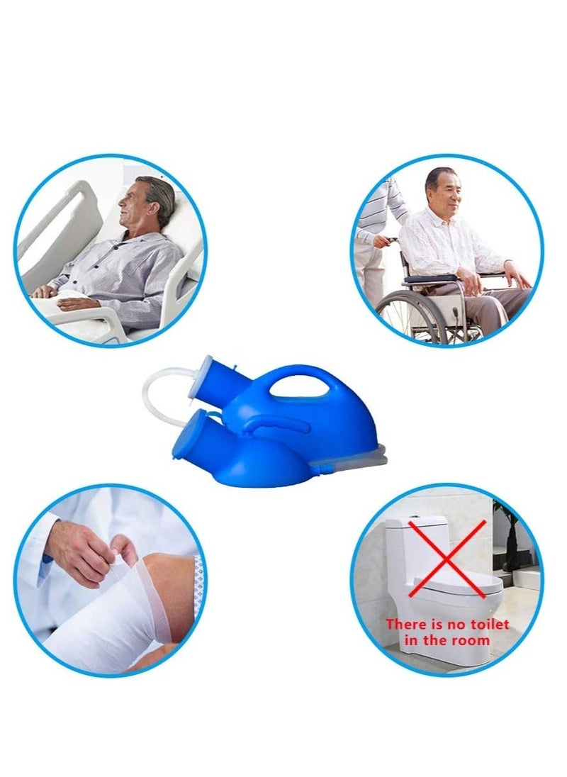 Y&D - Men's Urinal with Hand-held 2000ml Large Capacity Portable Urine Cup Leak-Proof Male urinals for Old Men, Plastic Pee Holder Hospital, Incontinence,Elderly, Travel, Driving,Camping (Blue) - Image 1