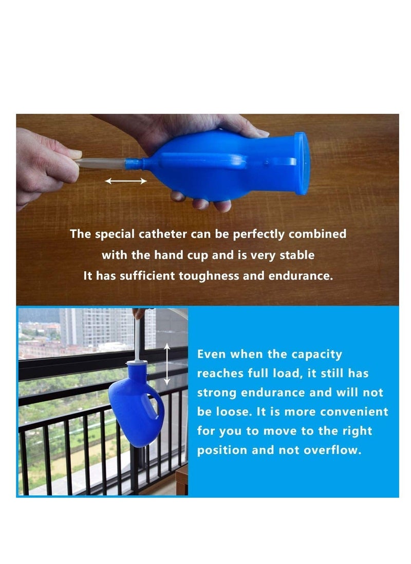 Y&D - Men's Urinal with Hand-held 2000ml Large Capacity Portable Urine Cup Leak-Proof Male urinals for Old Men, Plastic Pee Holder Hospital, Incontinence,Elderly, Travel, Driving,Camping (Blue) - Image 1