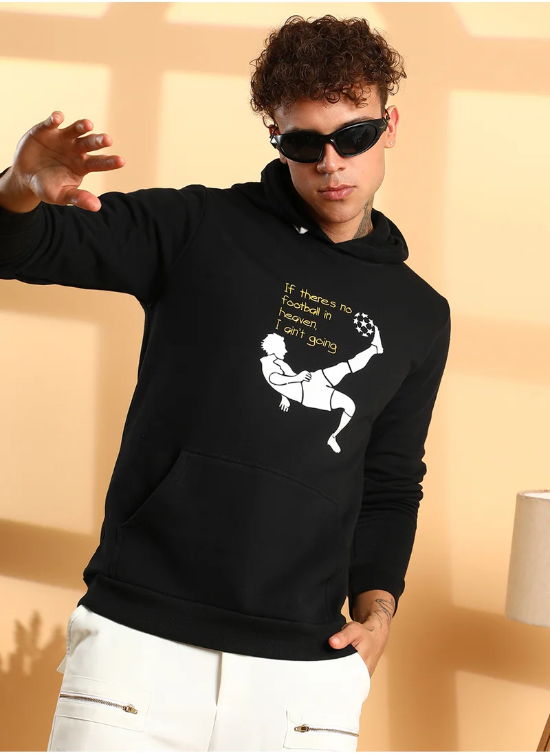 كامبوس سوترا Men's Black Football Hoodie With Kangaroo Pocket