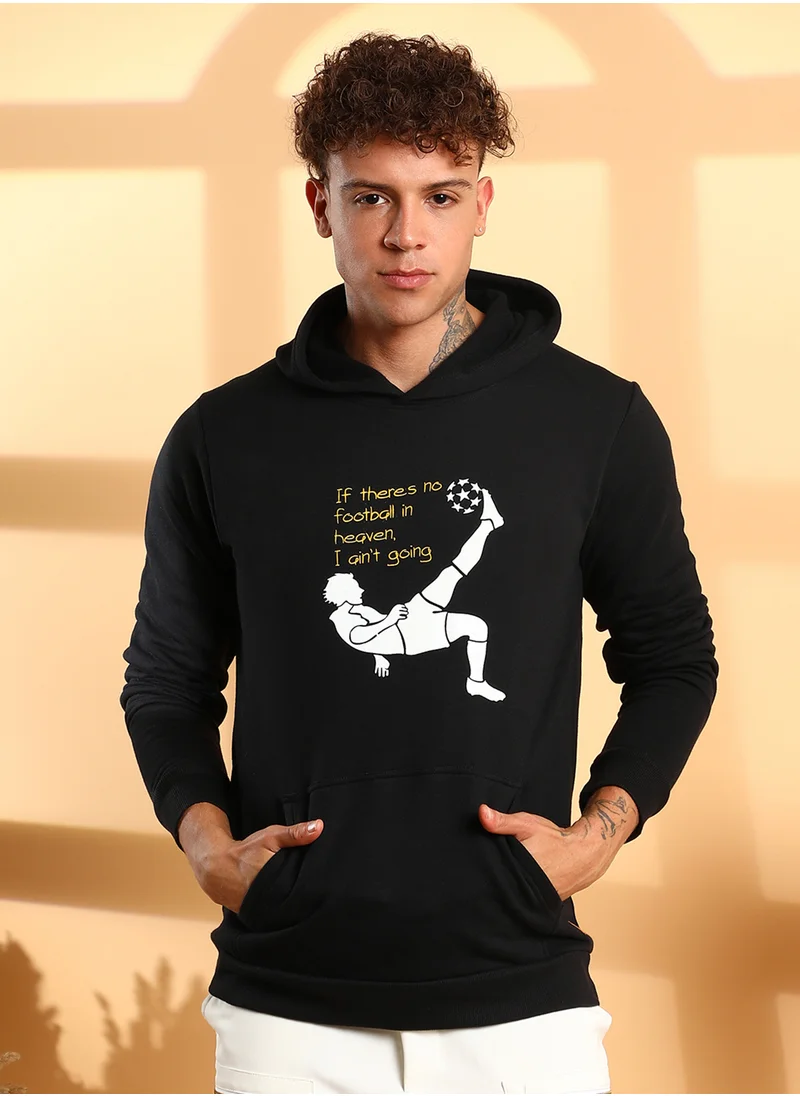كامبوس سوترا Men's Black Football Hoodie With Kangaroo Pocket