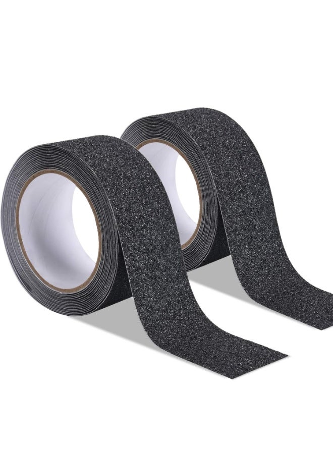Relex 2 Pack Rolls Black Anti Slip Stair Tape 50mm Strong Traction Sticky Floor Grip Tape 2 Inch Non-slip Self Adhesive Walk Way Step Tape Black - Image 1