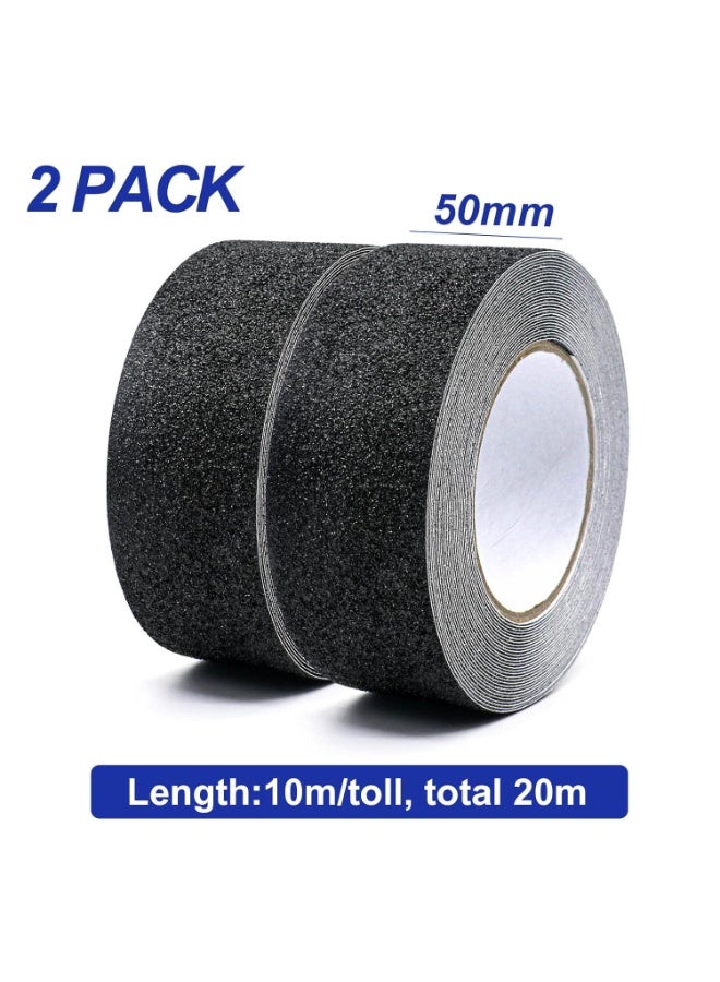 Relex 2 Pack Rolls Black Anti Slip Stair Tape 50mm Strong Traction Sticky Floor Grip Tape 2 Inch Non-slip Self Adhesive Walk Way Step Tape Black - Image 2