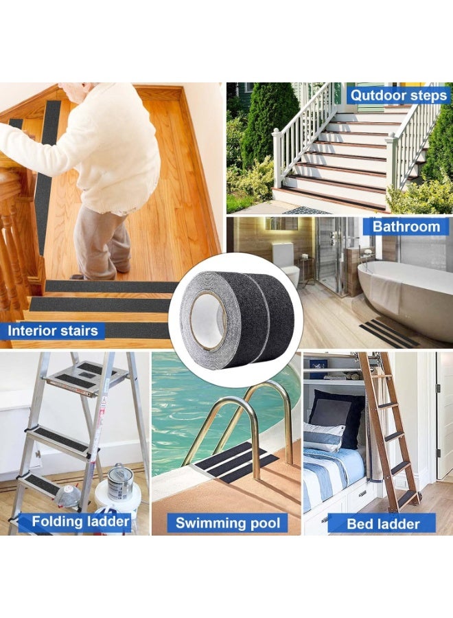 Relex 2 Pack Rolls Black Anti Slip Stair Tape 50mm Strong Traction Sticky Floor Grip Tape 2 Inch Non-slip Self Adhesive Walk Way Step Tape Black - Image 4