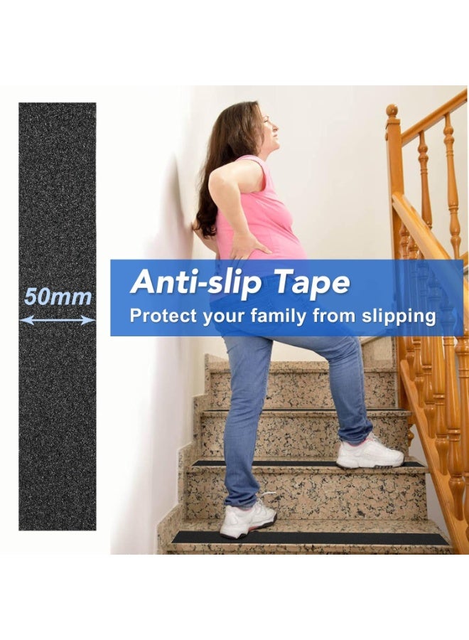 Relex 2 Pack Rolls Black Anti Slip Stair Tape 50mm Strong Traction Sticky Floor Grip Tape 2 Inch Non-slip Self Adhesive Walk Way Step Tape Black - Image 5