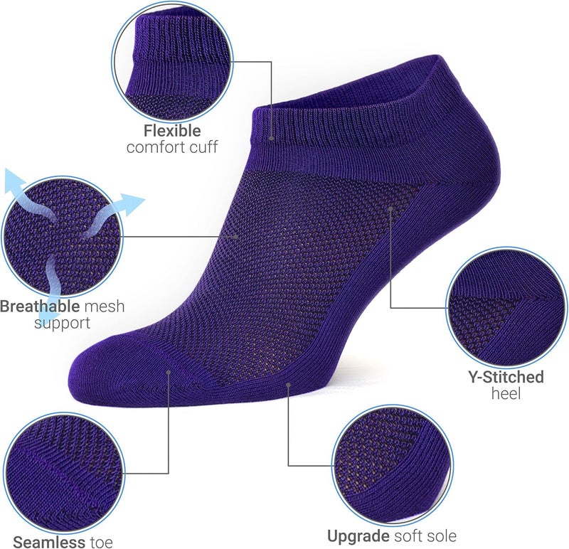 Duna Womens Socks, Ultra Thin Breathable Cotton Ankle Socks for Women, Athletic Running Low Cut No Show - Image 2
