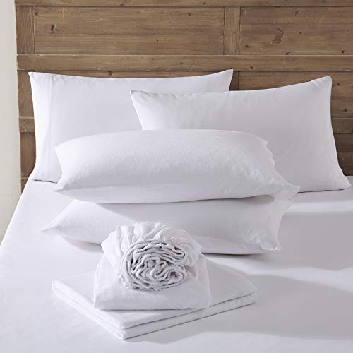 Eddie Bauer Flannel Sheets Full Size AntiPilling Wrinkle Resistant Cotton Touchably Soft for AllSeason Comfort Bed Sheets with Matching Pillowcases Fitted Sheet Solid White - Image 3