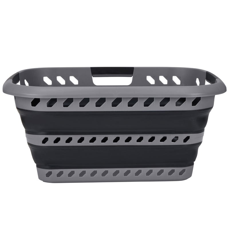 Laundry 360 Collapsible Laundry Basket | Portable | Space Saver Storage | Hold 2 Loads | Store Under the Bed or Closet | Good for Kids | Dorm | Bedroom | Large | Grey/Black - Image 5