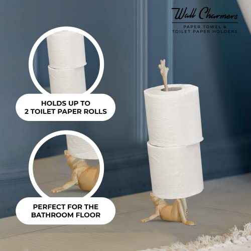 WallCharmers Gold Paper Towel Holder, Metal Toilet or Kitchen Paper Holder for Floor or Countertop, Gold Frog - Image 5