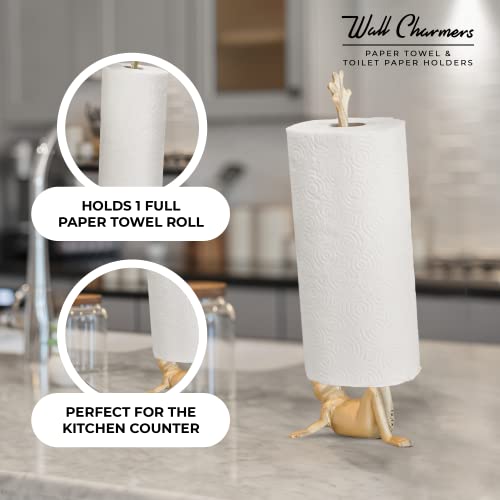 WallCharmers Gold Paper Towel Holder, Metal Toilet or Kitchen Paper Holder for Floor or Countertop, Gold Frog - Image 4