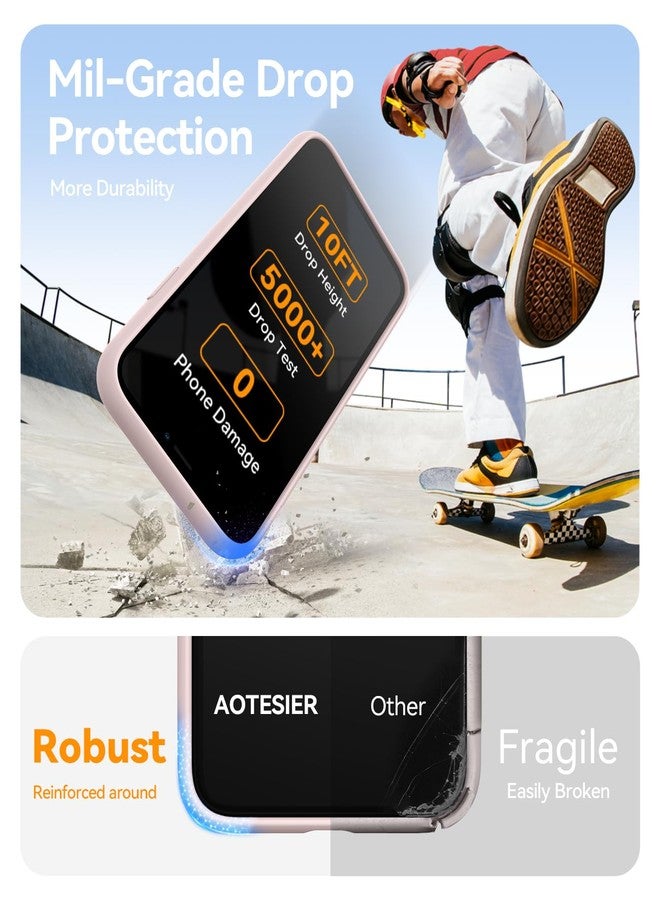 أوتيسير جراب AOTESIER متوافق مع هاتف iPhone X و iPhone Xs مقاس 5.8 بوصة، مصنوع من مطاط السيليكون السائل الناعم الفاخر ذو الملمس الحريري، مقاوم لبصمات الأصابع، جراب واقٍ مرن لكامل الجسم، لون وردي طباشيري - Image 3