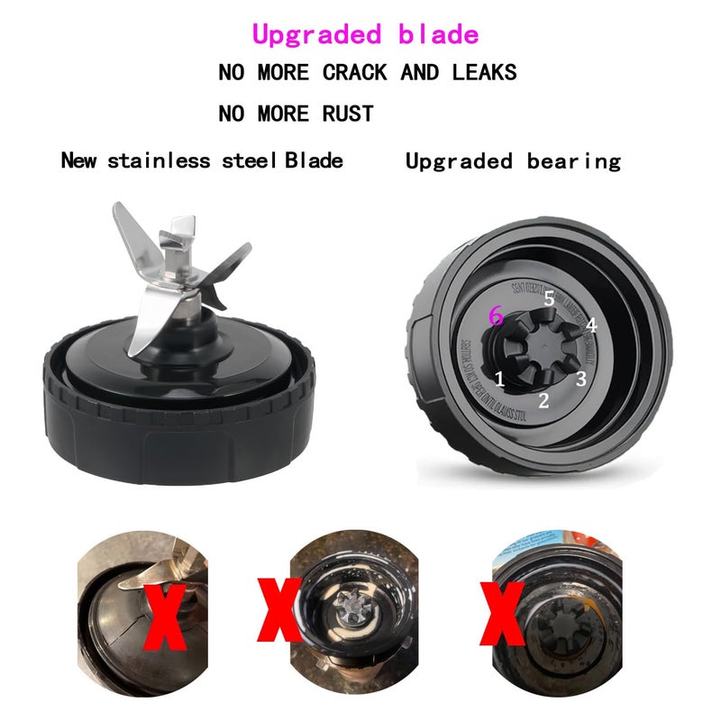 ABTER Replacement Parts for Nutri Ninja, 6Fin Blender Male Blade and cups Set for Blender BL660 BL770 BL780 BL740 etc. (5-pack) - Image 5
