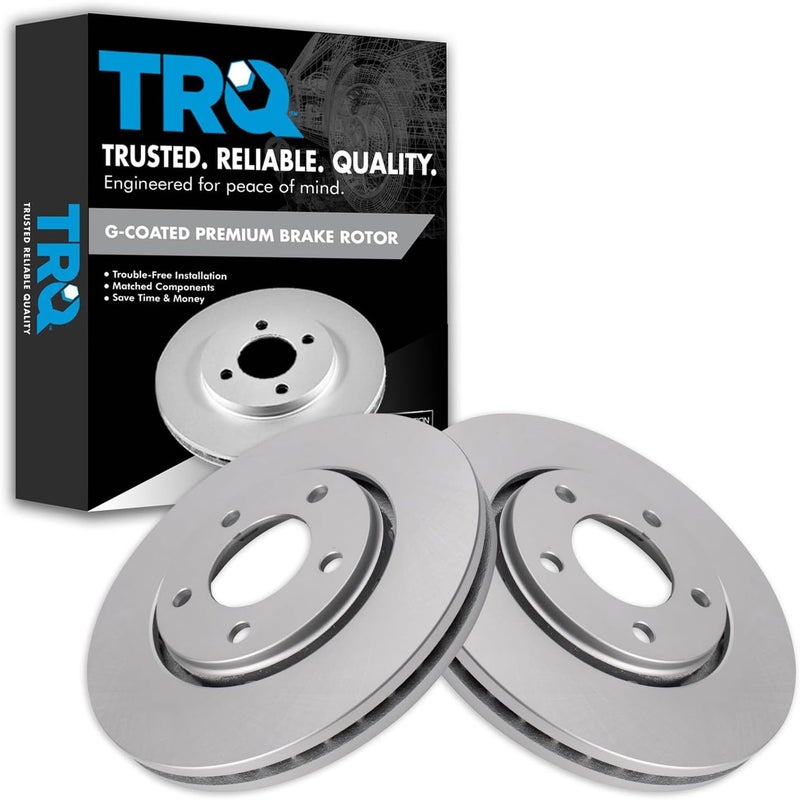 TRQ Front Brake Rotor Set G Coated Vented Compatible with 2001-2007 Chrysler Town & Country 2001-2003 Voyager 2001-2007 Dodge Caravan Grand Caravan - Image 1