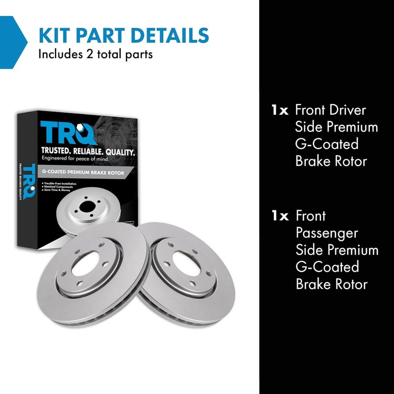 TRQ Front Brake Rotor Set G Coated Vented Compatible with 2001-2007 Chrysler Town & Country 2001-2003 Voyager 2001-2007 Dodge Caravan Grand Caravan - Image 3