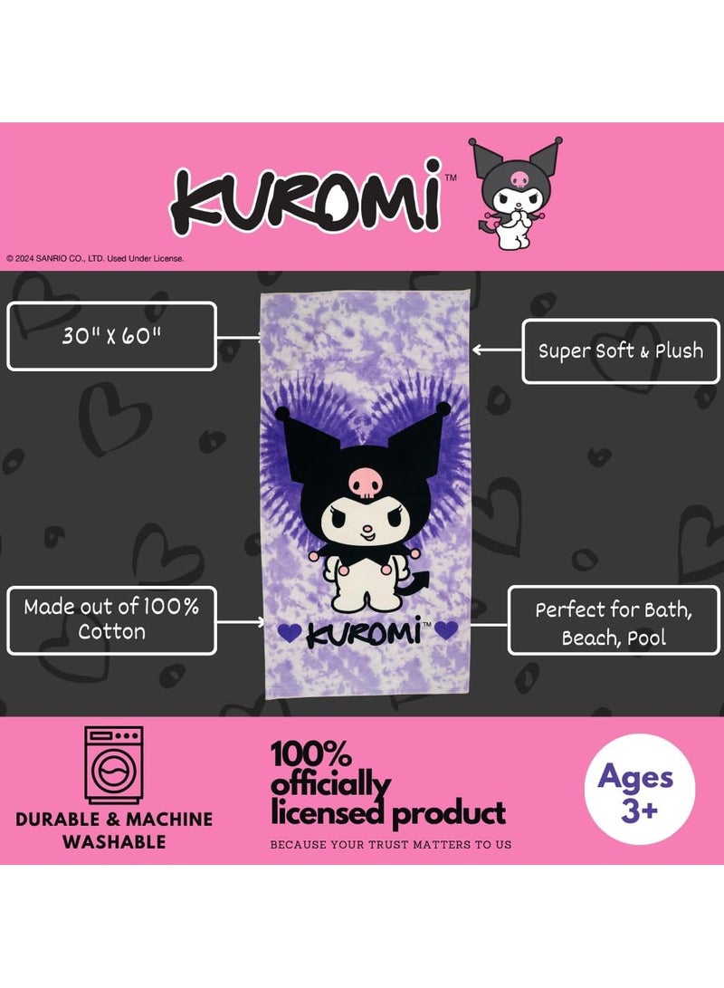 عام منشفة حمام/مسبح/شاطئ من قماش القطن الناعم الفائق بتصميم كيورومي، بمقاس 60 بوصة × 30 بوصة، أنيقة ولطيفة - Image 2