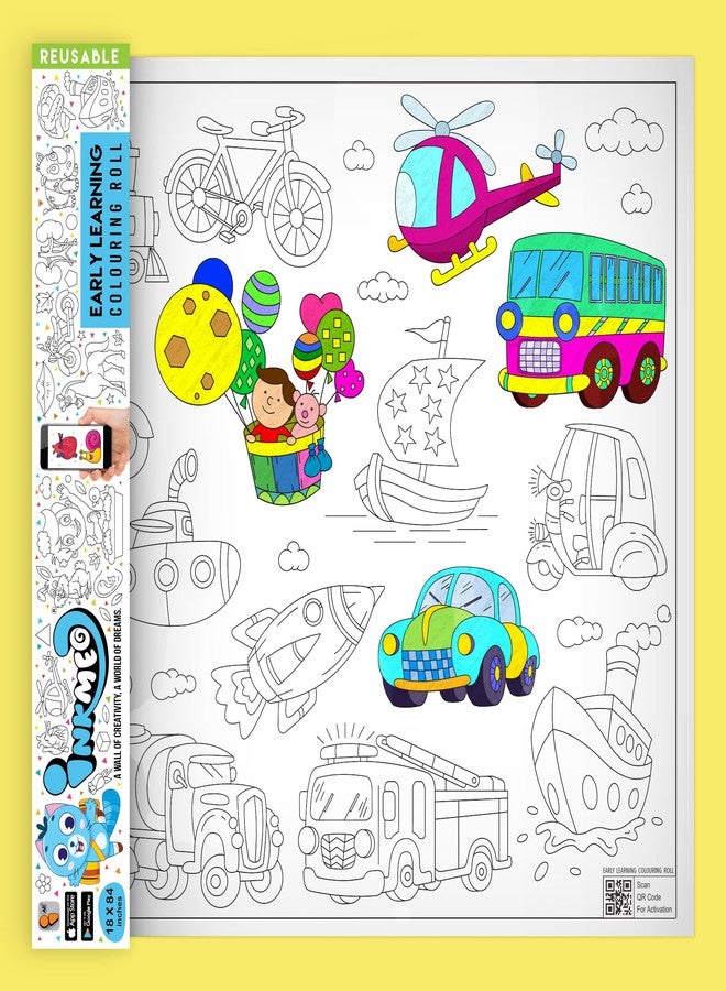 Inkmeo | All-in-One Pack Reusable Wall Colouring Roll | AR Enabled | Interactive Educational Learning Chart | for Kids | Ages 2+ | Educational Gift | Size (18 X 84 Inches) | Diverse Learning Topics - Image 5
