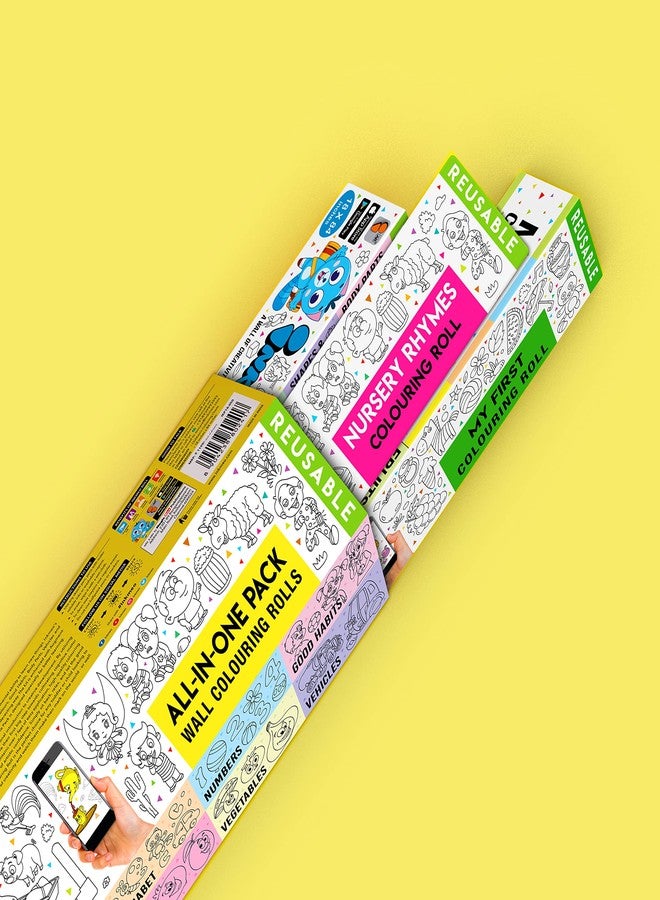 Inkmeo | All-in-One Pack Reusable Wall Colouring Roll | AR Enabled | Interactive Educational Learning Chart | for Kids | Ages 2+ | Educational Gift | Size (18 X 84 Inches) | Diverse Learning Topics - Image 2