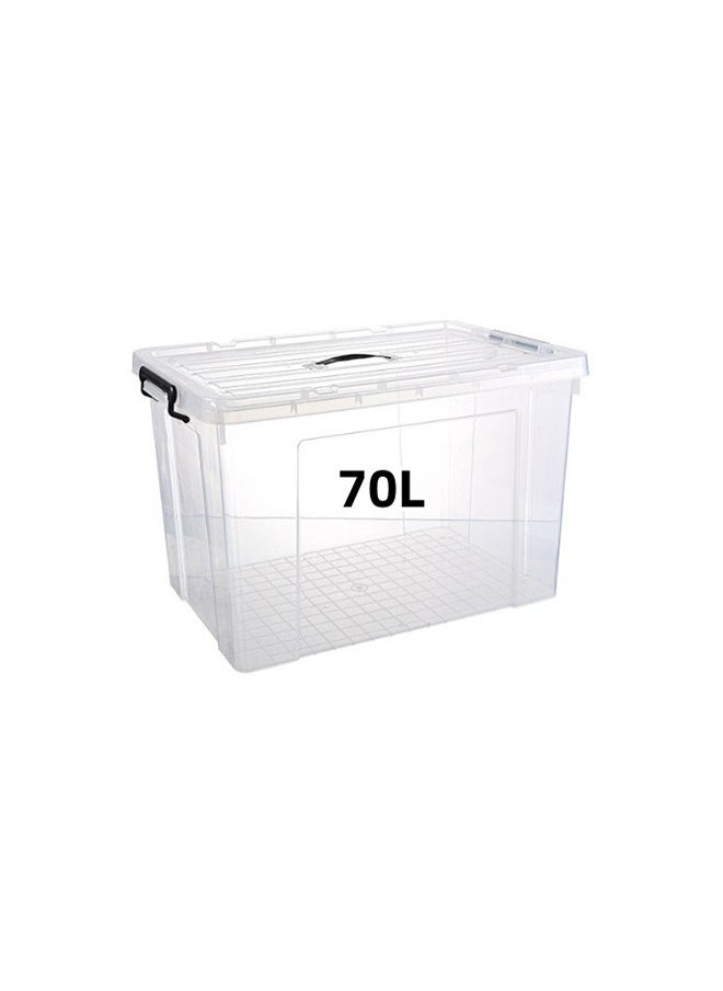 Generic - Storage plastic boxes with lid and wheels, for moving, lockable container with handles, transparent  organiser bin, heavy duty container - Image 1