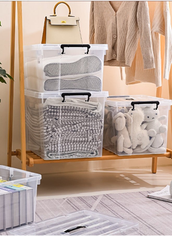 Generic - Storage plastic boxes with lid and wheels, for moving, lockable container with handles, transparent  organiser bin, heavy duty container - Image 1