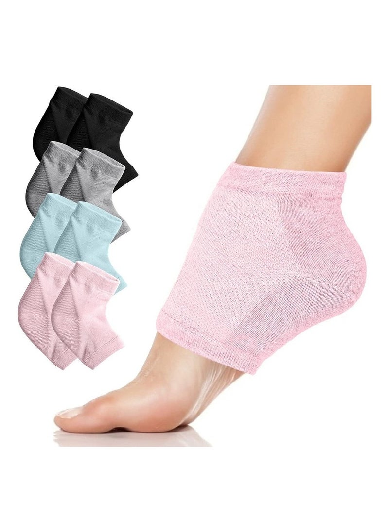 Generic Moisturizing Heel Gel Socks Heal Dry Cracked Dead Skin Foot Care Softener Pedicure Spa Sock Set 4Pairs Soft Silicone Lotion Ankle Sleeves to Repair Eczema Callus Rough P  - Image 1