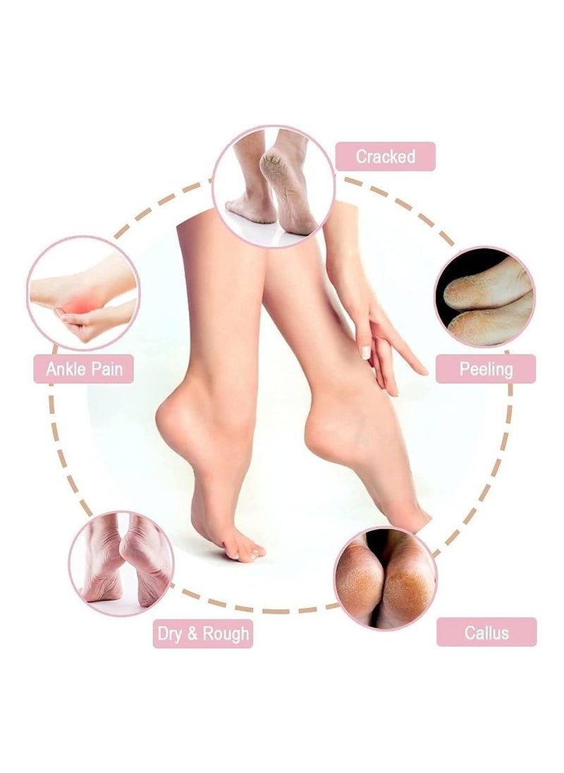 Generic Moisturizing Heel Gel Socks Heal Dry Cracked Dead Skin Foot Care Softener Pedicure Spa Sock Set 4Pairs Soft Silicone Lotion Ankle Sleeves to Repair Eczema Callus Rough P  - Image 2