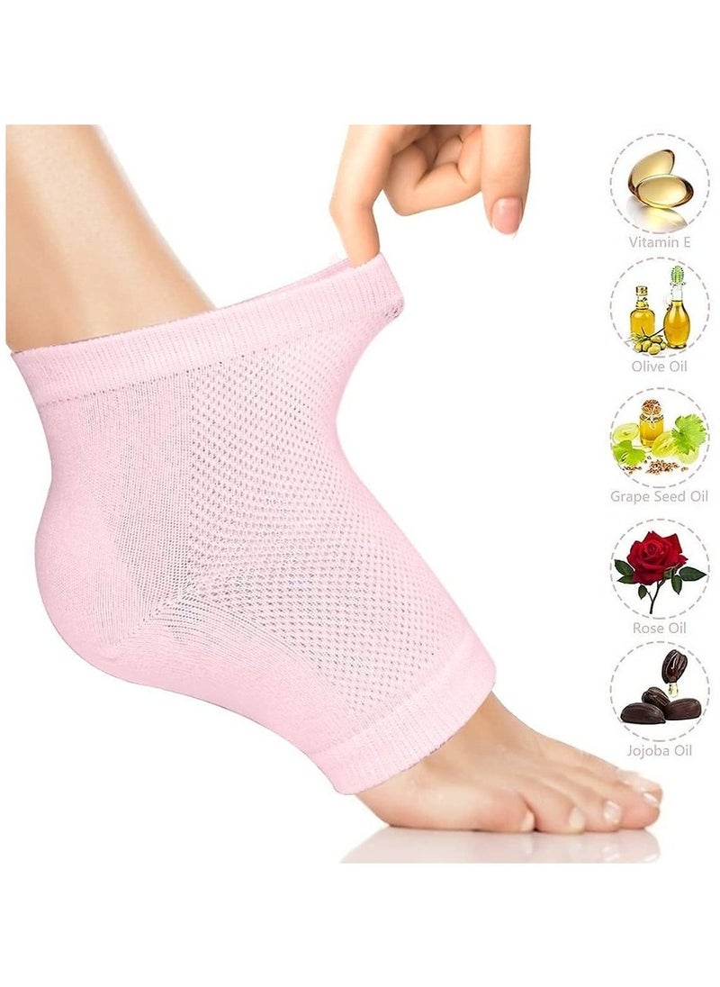 Generic Moisturizing Heel Gel Socks Heal Dry Cracked Dead Skin Foot Care Softener Pedicure Spa Sock Set 4Pairs Soft Silicone Lotion Ankle Sleeves to Repair Eczema Callus Rough P  - Image 3