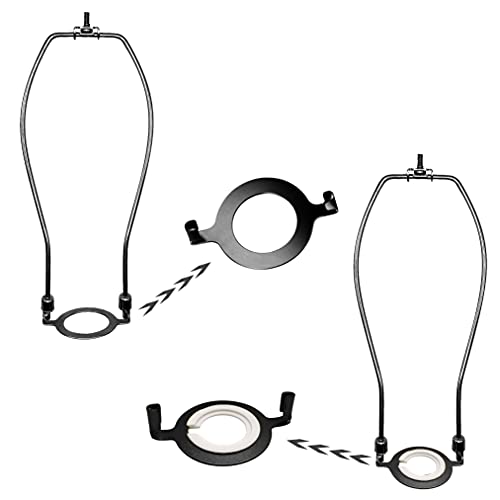 ECUDIS 2 Pcs Uno Lamp Harp Saddle Adapter Converter for E27 Sockets 1.65 Inch and 2 Pcs Uno Lamp Shade Reducing Rings E27 To E14 Adapter (Black) - Image 4