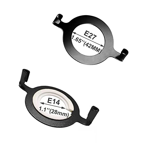 ECUDIS 2 Pcs Uno Lamp Harp Saddle Adapter Converter for E27 Sockets 1.65 Inch and 2 Pcs Uno Lamp Shade Reducing Rings E27 To E14 Adapter (Black) - Image 2