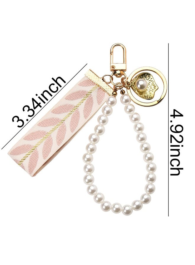 DIY Pearl Key chains with Striped Ribbon and Acrylic Ocean Shell Charms Women's Car Pendant Accessories, Ideal for Birthday Gifts, Daily Bag Decoration, Holiday Presents, Friend Gifting and Car Interior Decor - Image 4