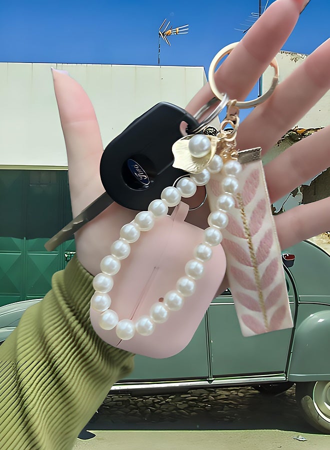 DIY Pearl Key chains with Striped Ribbon and Acrylic Ocean Shell Charms Women's Car Pendant Accessories, Ideal for Birthday Gifts, Daily Bag Decoration, Holiday Presents, Friend Gifting and Car Interior Decor - Image 2