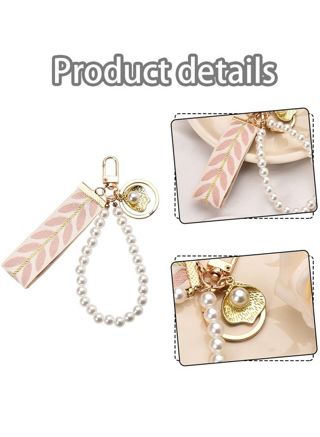 DIY Pearl Key chains with Striped Ribbon and Acrylic Ocean Shell Charms Women's Car Pendant Accessories, Ideal for Birthday Gifts, Daily Bag Decoration, Holiday Presents, Friend Gifting and Car Interior Decor - Image 3