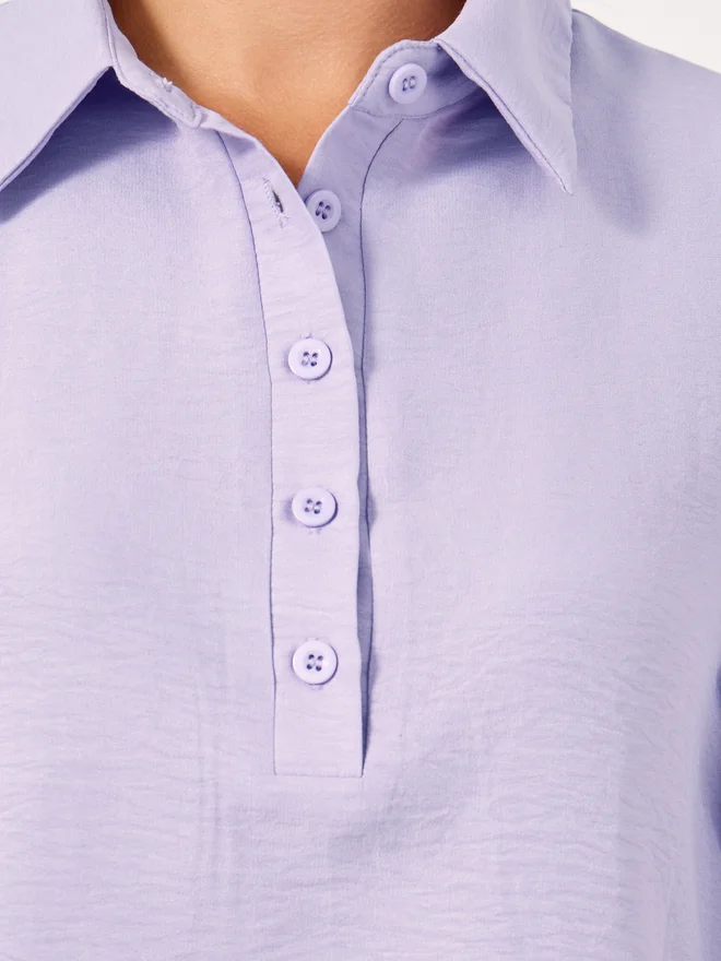 Styli Styli Balloon Sleeve Textured Spread Collar Shirt