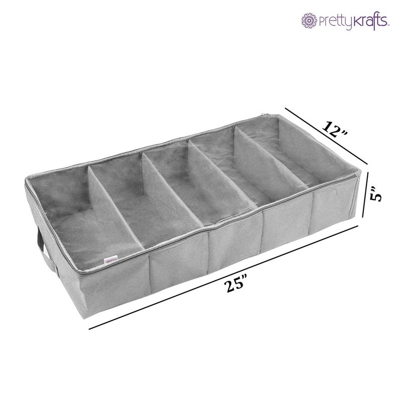 PrettyKrafts PrettyKrafts 5 Pair Shoe Storage Box Large Underbed Storage Shoe Bag Shoe Organizer Underbed Closet Travel Shoe Cover Mens Shoes Covers Storage Boxes Folding Shoe Box Set of 2 Grey  - Image 5
