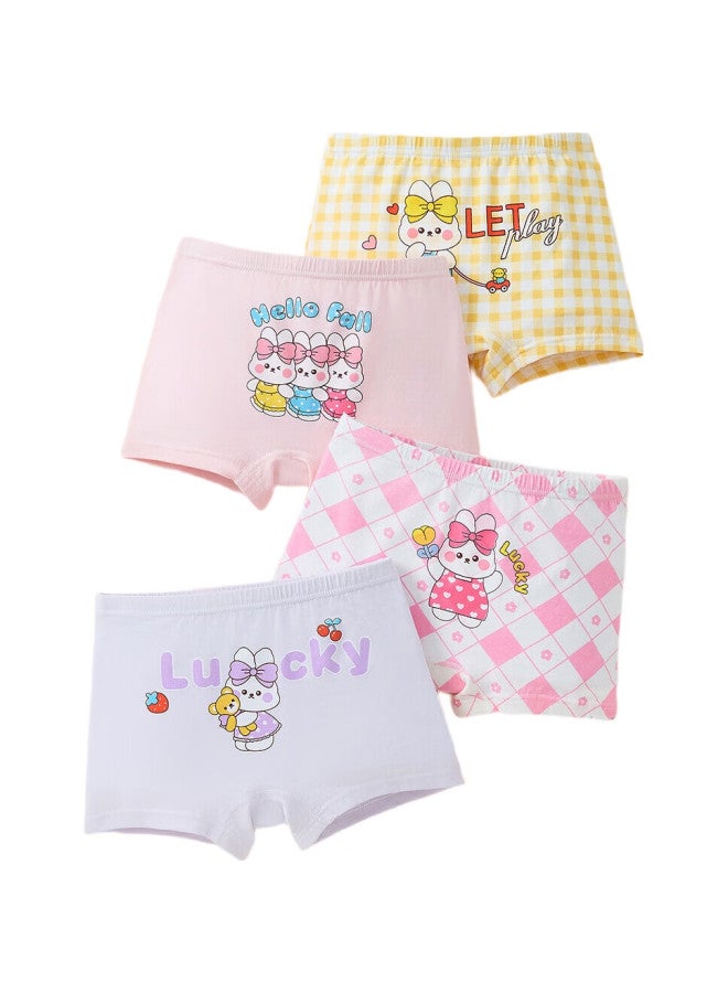 YUZHAOLIN Girls' Underwear, Children'S Boxer Briefs, Big Kids' Shorts, 4-Pack Cotton Underwear, Cute Bunny Friends - Image 1