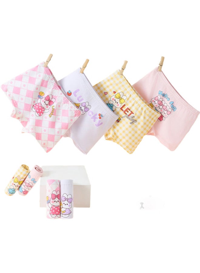 YUZHAOLIN Girls' Underwear, Children'S Boxer Briefs, Big Kids' Shorts, 4-Pack Cotton Underwear, Cute Bunny Friends - Image 2