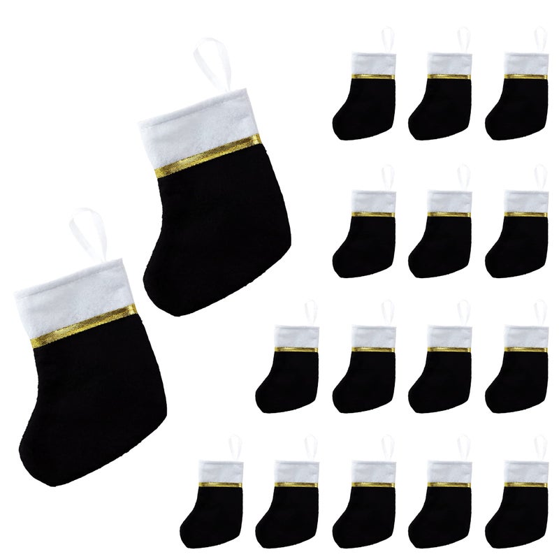 Iconikal Black Mini Stockings 75 Inch 24 Pack Festive Holiday Decor for Tree Wreath Mantle  Xmas Ornaments