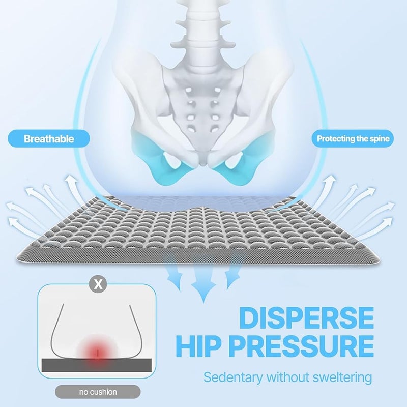 NALACAL Breathable Honeycomb Gel Seat Cushion - Lightweight & Cooling for Summer, Coccyx Pain Relief for Office Chair, Car, Home & Wheelchair (Thin Ergonomic Design, Pressure Reducing) - Image 4