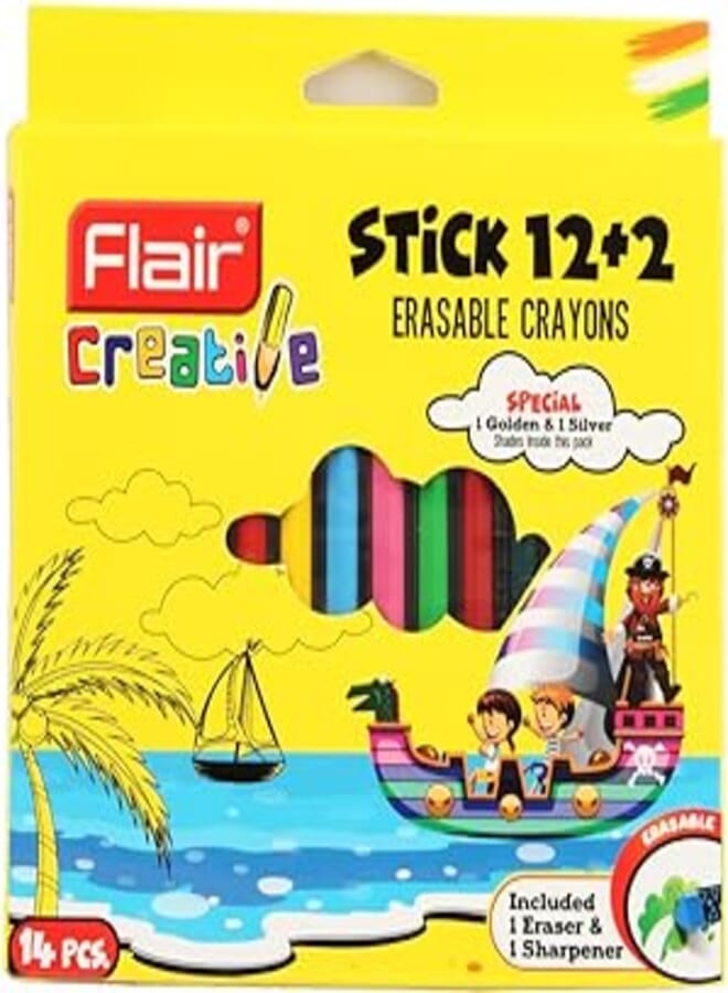 Flair 8030 Creative Erasable Crayons 14-Shades