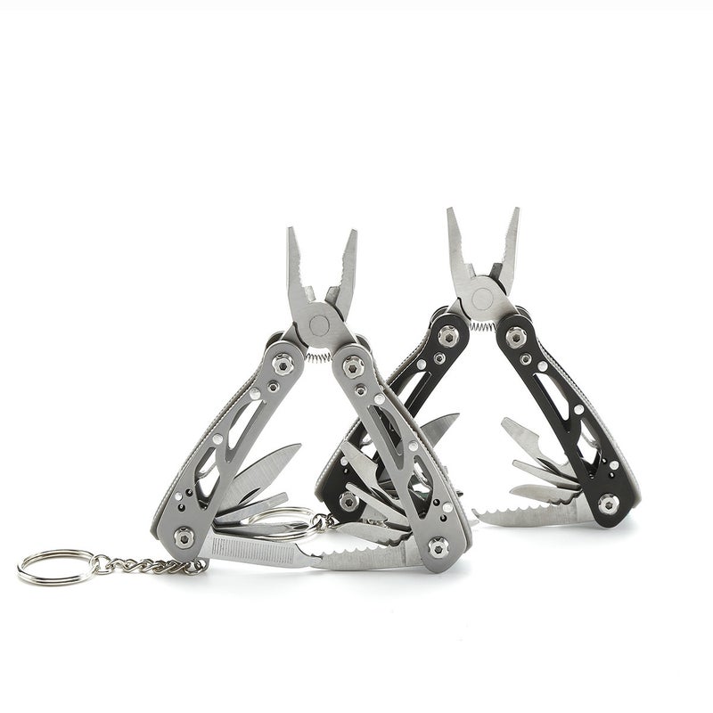 Factory stainless steel outdoor multi-function folding pliers mini multi-use combination household maintenance pliers multi-function tool pliers(gun gray) - Image 2