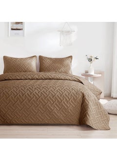 VAS COLLECTIONS VAS COLLECTIONS All Weather 3 Pcs 100 Cotton Ultrasonic 280tc Solid King Size Quilted Bed CoverBedsheet with 2 Pillow Case Luxurious Mouse 90X100 Inches 254X228 cm  - Image 1